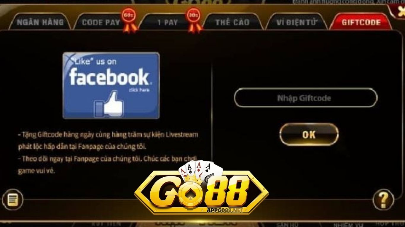 Hướng dẫn áp mã Giftcode GO88 nhanh chóng