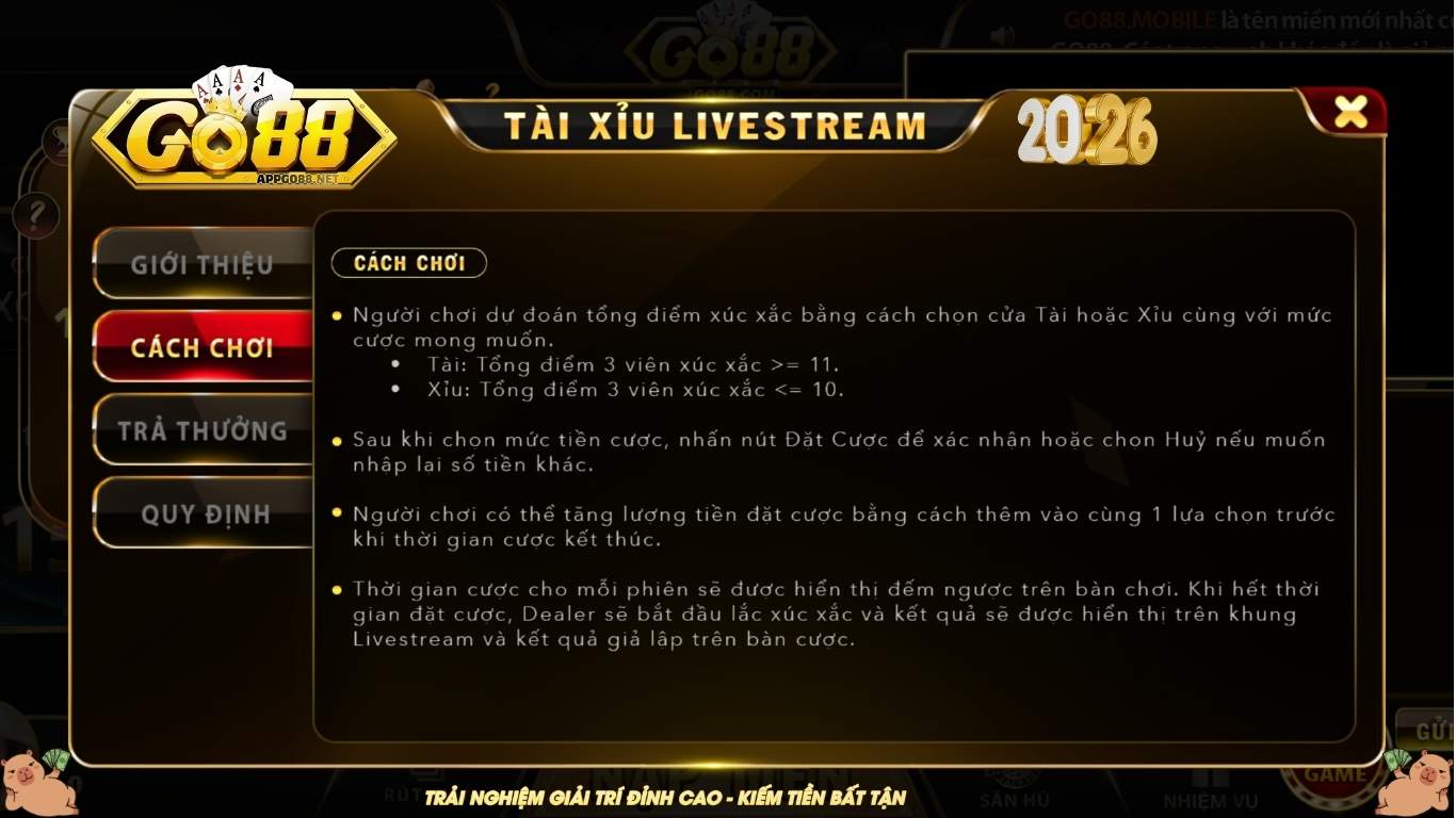 Trọn bộ cách chơi tài xỉu GO88 cho newbie